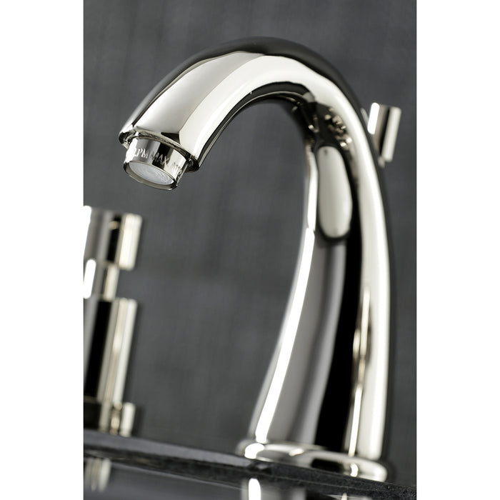 Concord KS2966DL Two-Handle 3-Hole Deck Mount Widespread Bathroom Faucet with Brass Pop-Up Drain, Polished Nickel