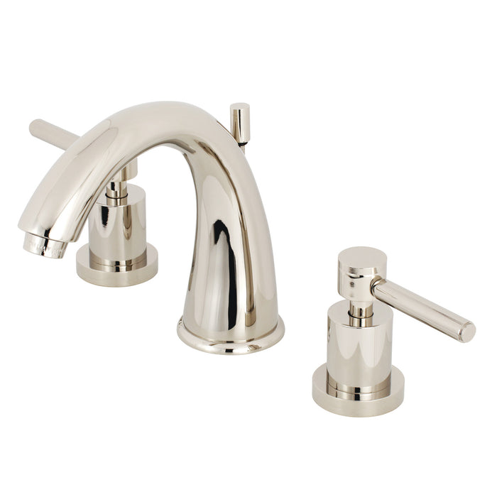 Concord KS2966DL Two-Handle 3-Hole Deck Mount Widespread Bathroom Faucet with Brass Pop-Up Drain, Polished Nickel