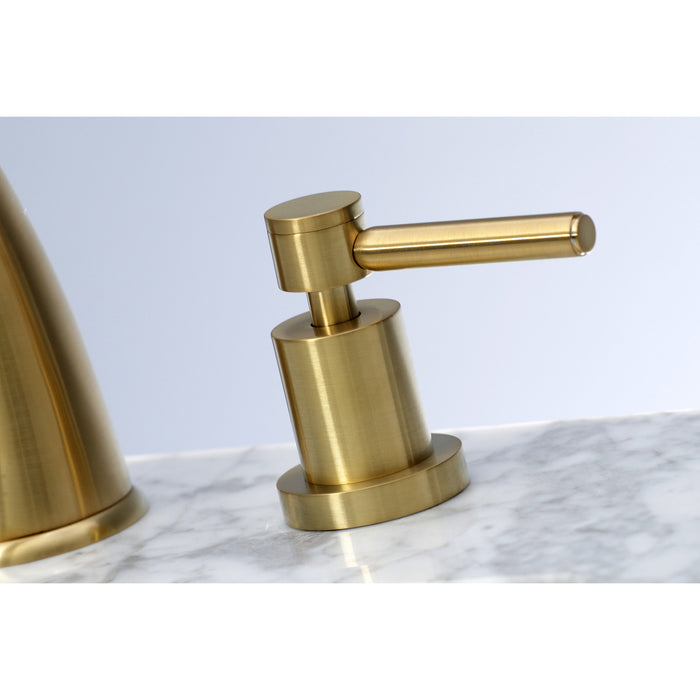 Concord KS2967DL Two-Handle 3-Hole Deck Mount Widespread Bathroom Faucet with Brass Pop-Up Drain, Brushed Brass