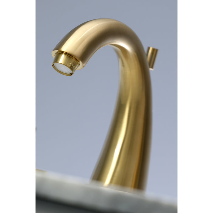 Concord KS2967DL Two-Handle 3-Hole Deck Mount Widespread Bathroom Faucet with Brass Pop-Up Drain, Brushed Brass