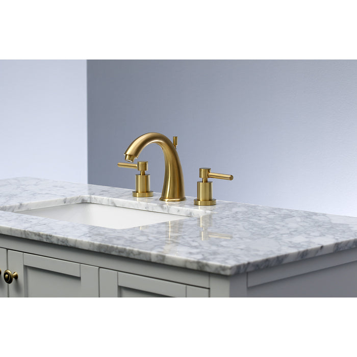 Concord KS2967DL Two-Handle 3-Hole Deck Mount Widespread Bathroom Faucet with Brass Pop-Up Drain, Brushed Brass