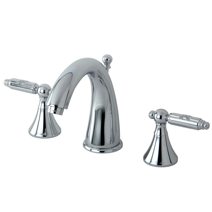 Elinvar KS2971GL Two-Handle 3-Hole Deck Mount Widespread Bathroom Faucet with Brass Pop-Up Drain, Polished Chrome