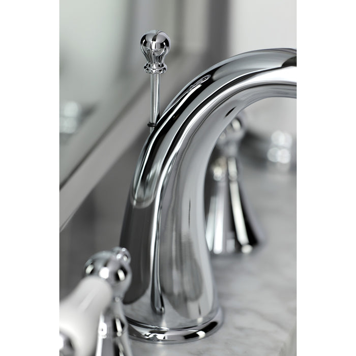 Naples KS2971PL Two-Handle 3-Hole Deck Mount Widespread Bathroom Faucet with Brass Pop-Up Drain, Polished Chrome