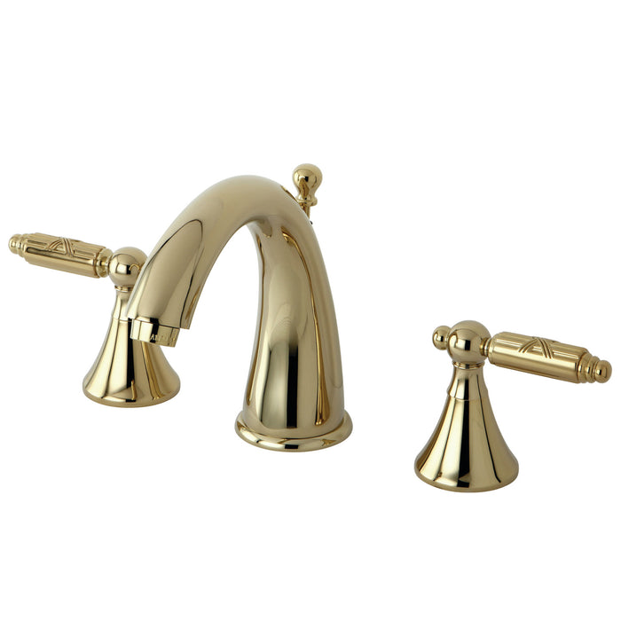 Elinvar KS2972GL Two-Handle 3-Hole Deck Mount Widespread Bathroom Faucet with Brass Pop-Up Drain, Polished Brass