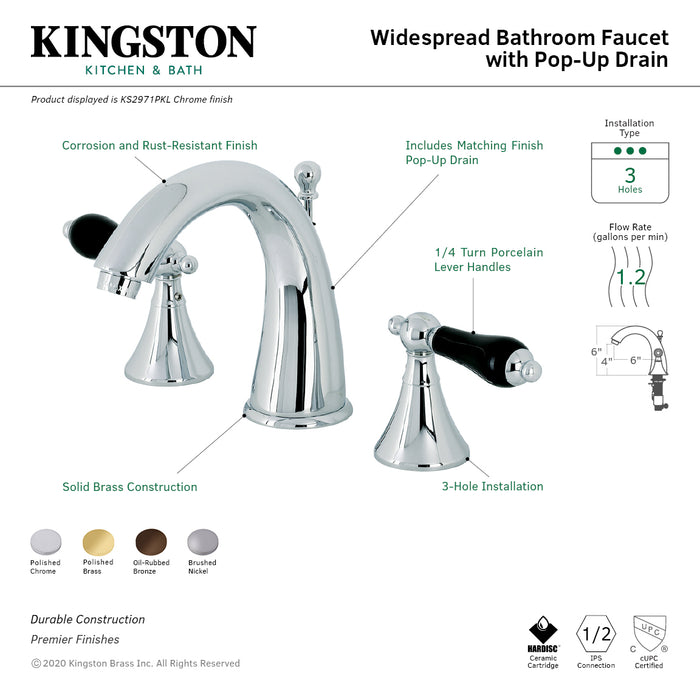 Duchess KS2975PKL Two-Handle 3-Hole Deck Mount Widespread Bathroom Faucet with Brass Pop-Up Drain, Oil Rubbed Bronze