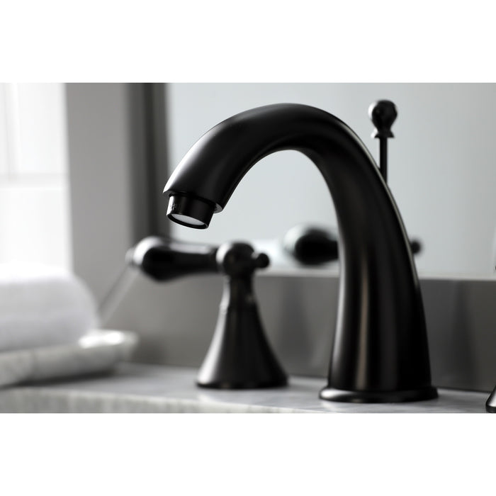 Duchess KS2975PKL Two-Handle 3-Hole Deck Mount Widespread Bathroom Faucet with Brass Pop-Up Drain, Oil Rubbed Bronze