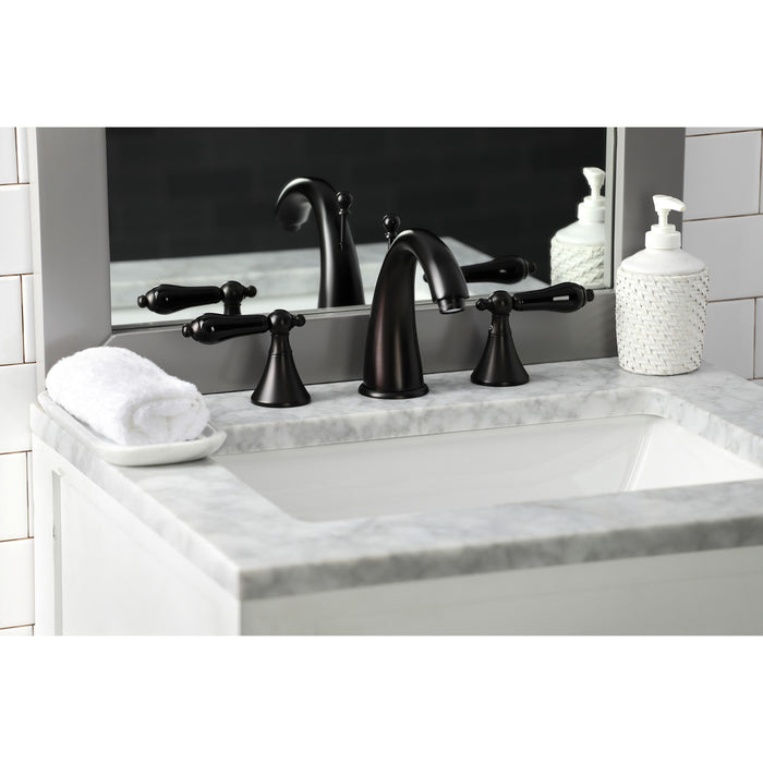 Duchess KS2975PKL Two-Handle 3-Hole Deck Mount Widespread Bathroom Faucet with Brass Pop-Up Drain, Oil Rubbed Bronze