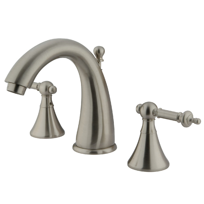 Templeton KS2978TL Two-Handle 3-Hole Deck Mount Widespread Bathroom Faucet with Brass Pop-Up Drain, Brushed Nickel