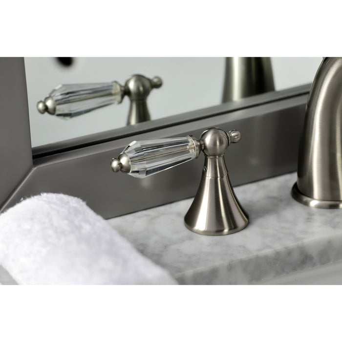 Wilshire KS2978WLL Two-Handle 3-Hole Deck Mount Widespread Bathroom Faucet with Brass Pop-Up Drain, Brushed Nickel