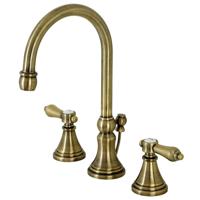 Heirloom KS2983BAL Two-Handle 3-Hole Deck Mount Widespread Bathroom Faucet with Brass Pop-Up Drain, Antique Brass