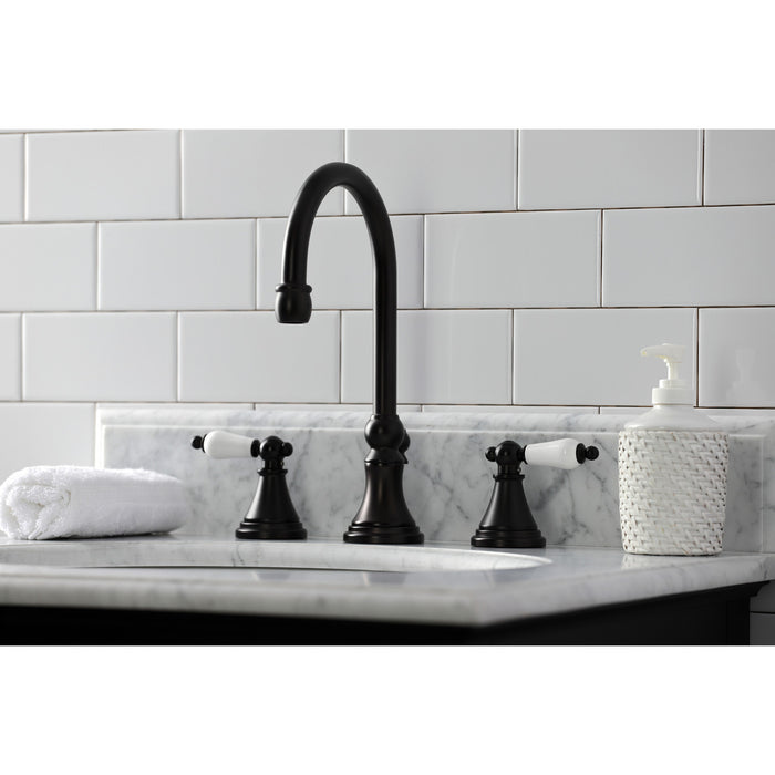 Governor KS2985PL Two-Handle 3-Hole Deck Mount Widespread Bathroom Faucet with Brass Pop-Up Drain, Oil Rubbed Bronze