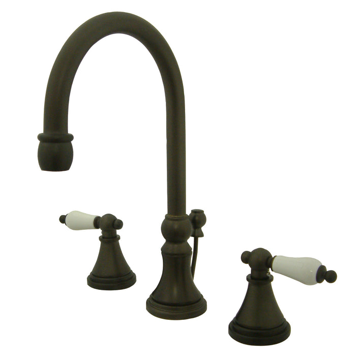 Governor KS2985PL Two-Handle 3-Hole Deck Mount Widespread Bathroom Faucet with Brass Pop-Up Drain, Oil Rubbed Bronze