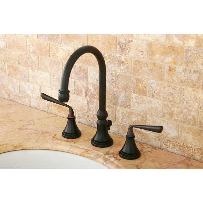 Silver Sage KS2985ZL Two-Handle 3-Hole Deck Mount Widespread Bathroom Faucet with Brass Pop-Up Drain, Oil Rubbed Bronze