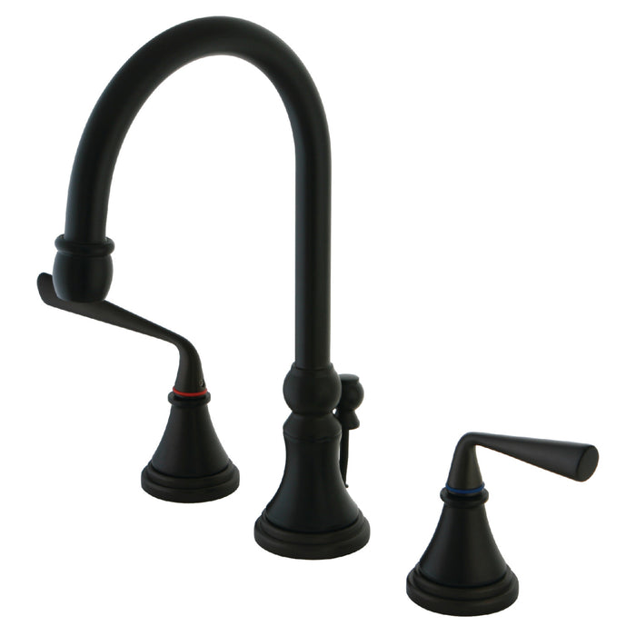 Silver Sage KS2985ZL Two-Handle 3-Hole Deck Mount Widespread Bathroom Faucet with Brass Pop-Up Drain, Oil Rubbed Bronze