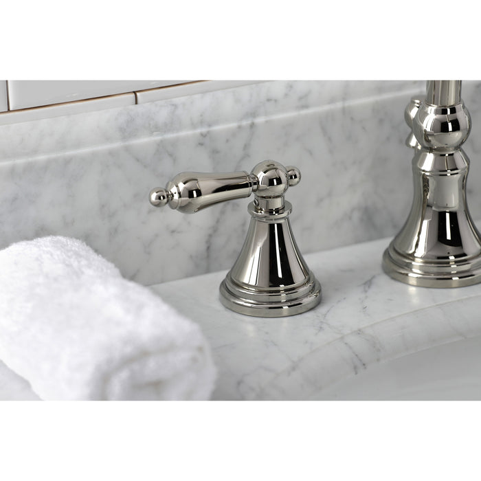 Governor KS2986AL Two-Handle 3-Hole Deck Mount Widespread Bathroom Faucet with Brass Pop-Up Drain, Polished Nickel