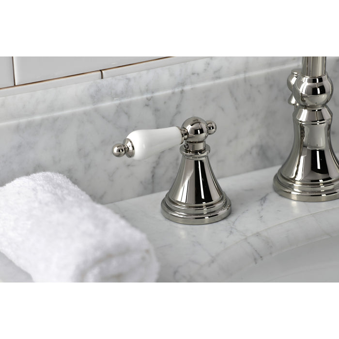 Governor KS2986PL Two-Handle 3-Hole Deck Mount Widespread Bathroom Faucet with Brass Pop-Up Drain, Polished Nickel