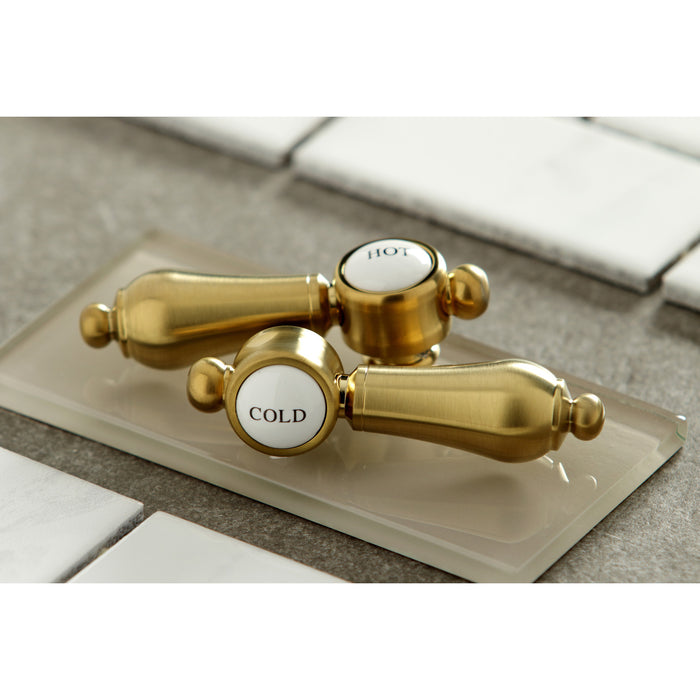 Heirloom KS2987BAL Two-Handle 3-Hole Deck Mount Widespread Bathroom Faucet with Brass Pop-Up Drain, Brushed Brass