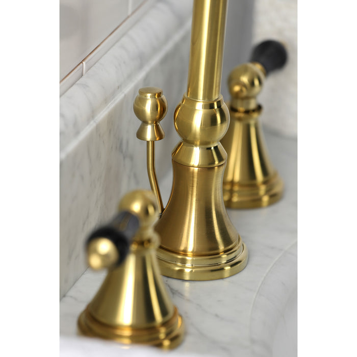 Duchess KS2987PKL Two-Handle 3-Hole Deck Mount Widespread Bathroom Faucet with Brass Pop-Up Drain, Brushed Brass