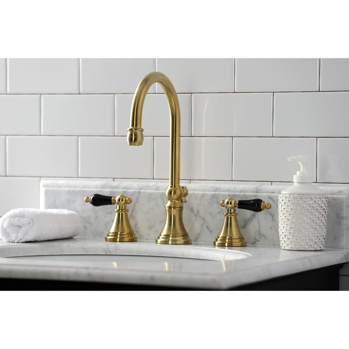 Duchess KS2987PKL Two-Handle 3-Hole Deck Mount Widespread Bathroom Faucet with Brass Pop-Up Drain, Brushed Brass