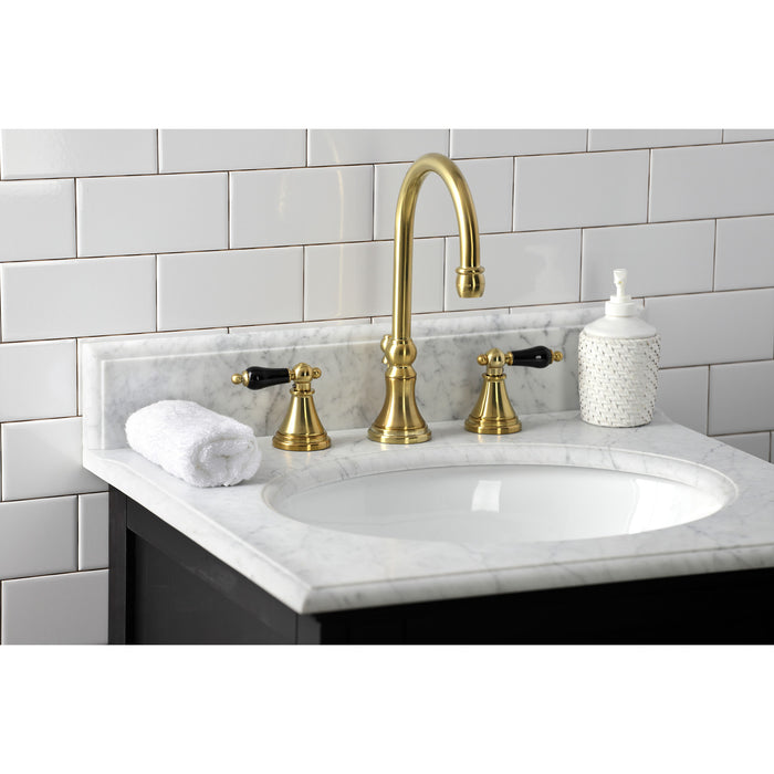 Duchess KS2987PKL Two-Handle 3-Hole Deck Mount Widespread Bathroom Faucet with Brass Pop-Up Drain, Brushed Brass