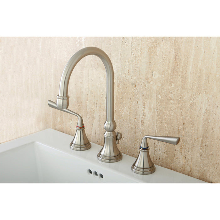 Silver Sage KS2988ZL Two-Handle 3-Hole Deck Mount Widespread Bathroom Faucet with Brass Pop-Up Drain, Brushed Nickel