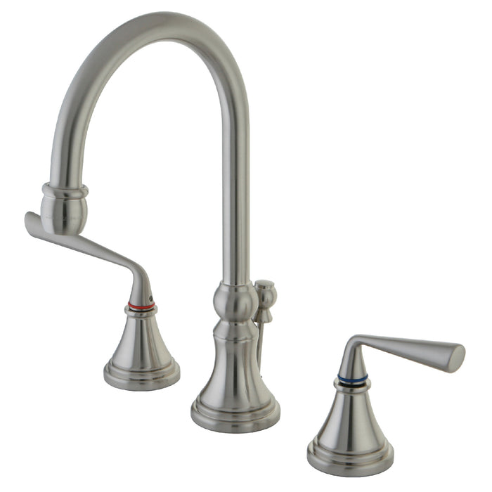 Silver Sage KS2988ZL Two-Handle 3-Hole Deck Mount Widespread Bathroom Faucet with Brass Pop-Up Drain, Brushed Nickel