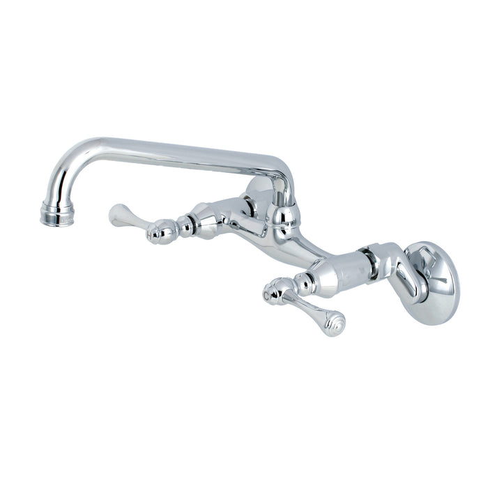 Kingston KS300C Two-Handle 2-Hole Wall Mount Kitchen Faucet, Polished Chrome