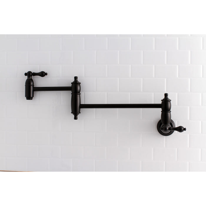 Restoration KS3100AL Two-Handle 1-Hole Wall Mount Pot Filler, Matte Black