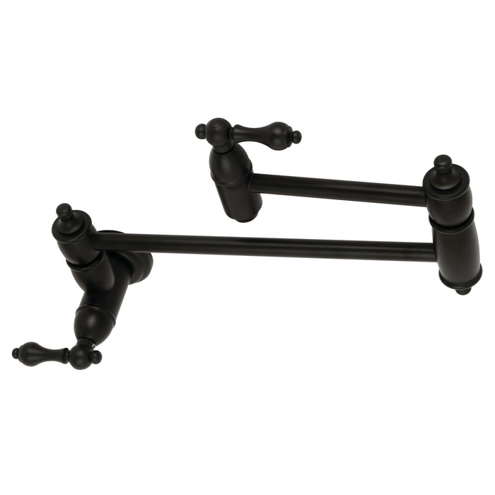 Restoration KS3100AL Two-Handle 1-Hole Wall Mount Pot Filler, Matte Black