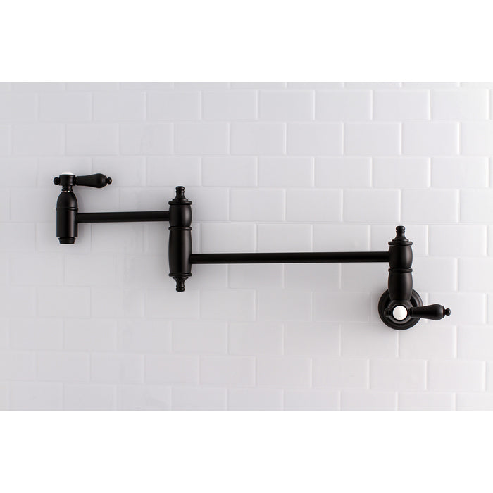 Heirloom KS3100BAL Two-Handle 1-Hole Wall Mount Pot Filler, Matte Black