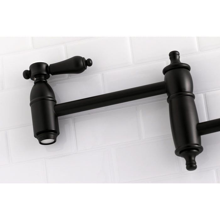 Heirloom KS3100BAL Two-Handle 1-Hole Wall Mount Pot Filler, Matte Black