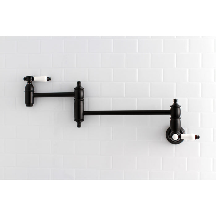 Bel-Air KS3100BPL Two-Handle 1-Hole Wall Mount Pot Filler, Matte Black