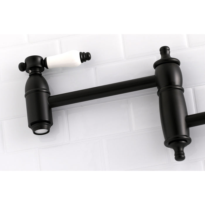 Bel-Air KS3100BPL Two-Handle 1-Hole Wall Mount Pot Filler, Matte Black