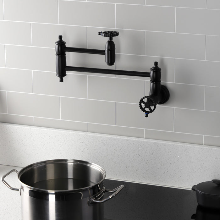 Fuller KS3100CG Two-Handle Wall Mount Pot Filler, Matte Black