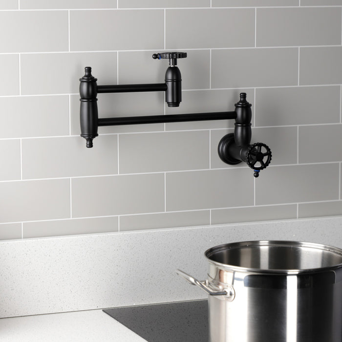 Fuller KS3100CG Two-Handle Wall Mount Pot Filler, Matte Black