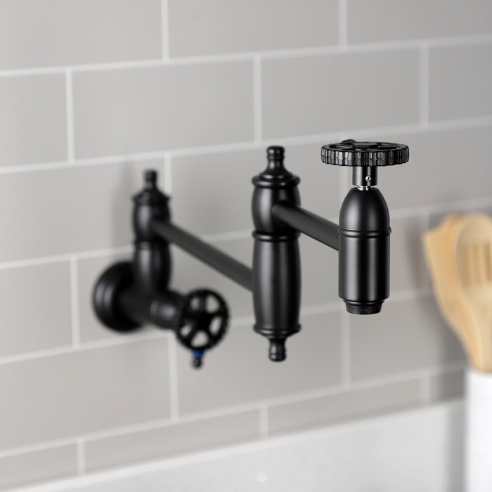 Fuller KS3100CG Two-Handle Wall Mount Pot Filler, Matte Black