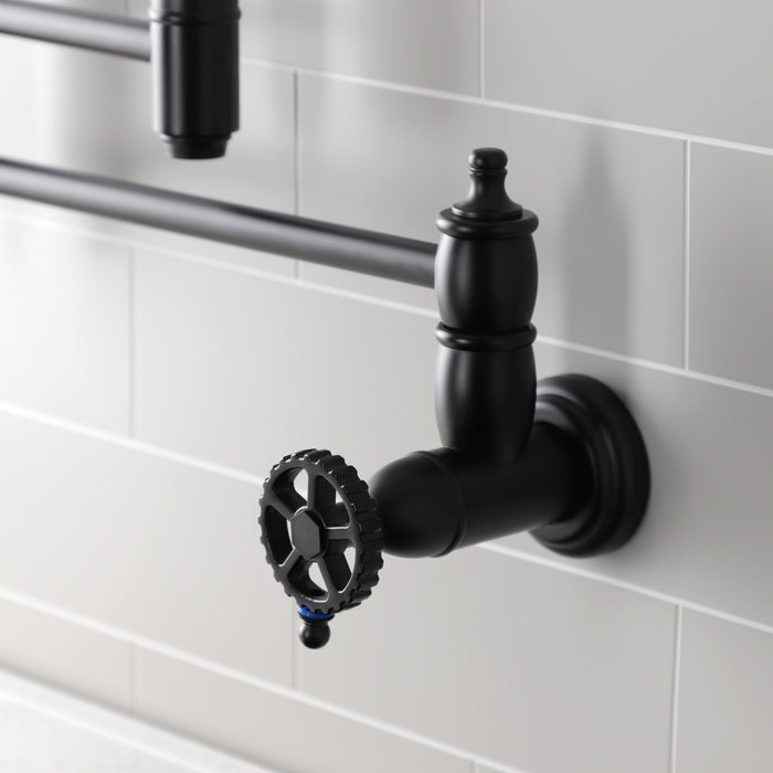 Fuller KS3100CG Two-Handle Wall Mount Pot Filler, Matte Black