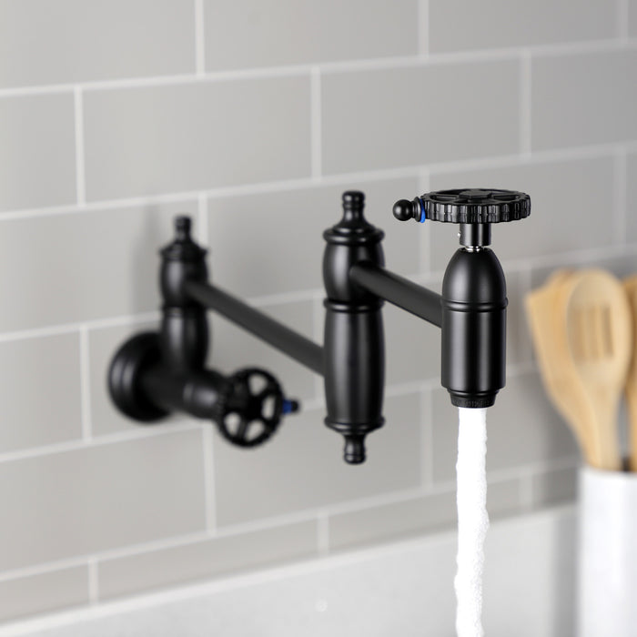 Fuller KS3100CG Two-Handle Wall Mount Pot Filler, Matte Black