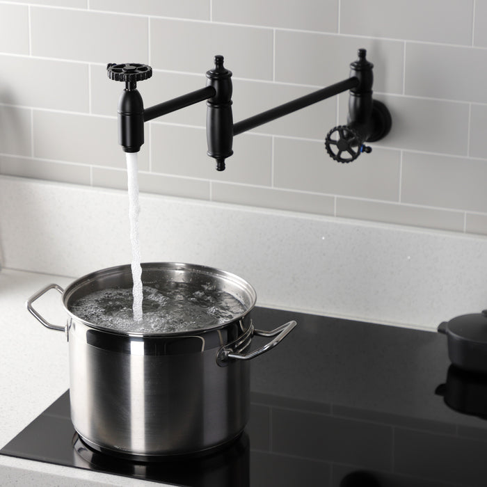 Fuller KS3100CG Two-Handle Wall Mount Pot Filler, Matte Black