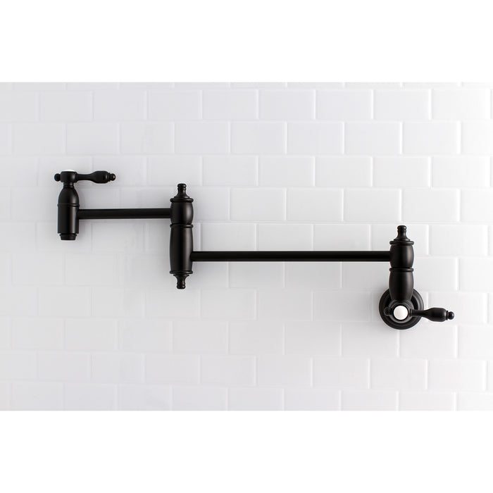 Tudor KS3100TAL Two-Handle 1-Hole Wall Mount Pot Filler, Matte Black