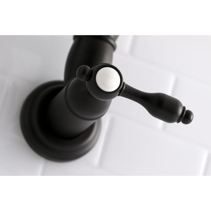 Tudor KS3100TAL Two-Handle 1-Hole Wall Mount Pot Filler, Matte Black