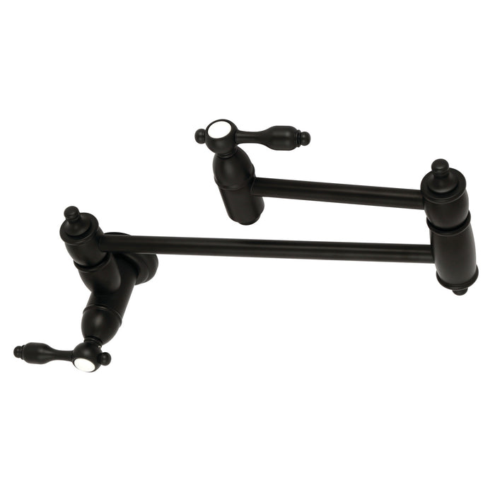 Tudor KS3100TAL Two-Handle 1-Hole Wall Mount Pot Filler, Matte Black