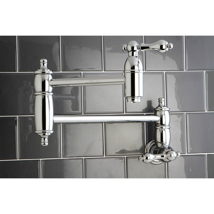 Restoration KS3101AL Two-Handle 1-Hole Wall Mount Pot Filler, Polished Chrome