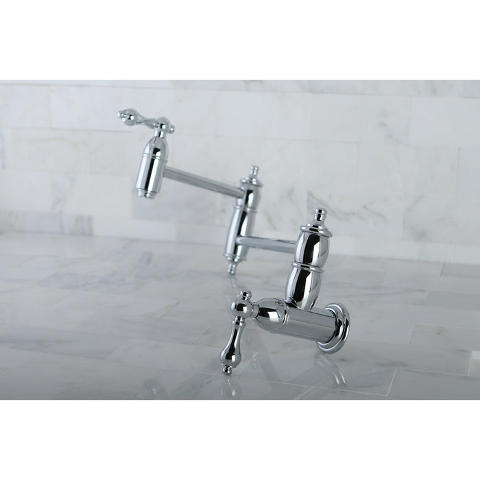 Restoration KS3101AL Two-Handle 1-Hole Wall Mount Pot Filler, Polished Chrome