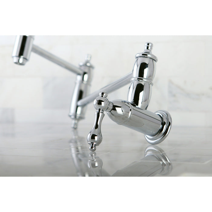 Restoration KS3101AL Two-Handle 1-Hole Wall Mount Pot Filler, Polished Chrome