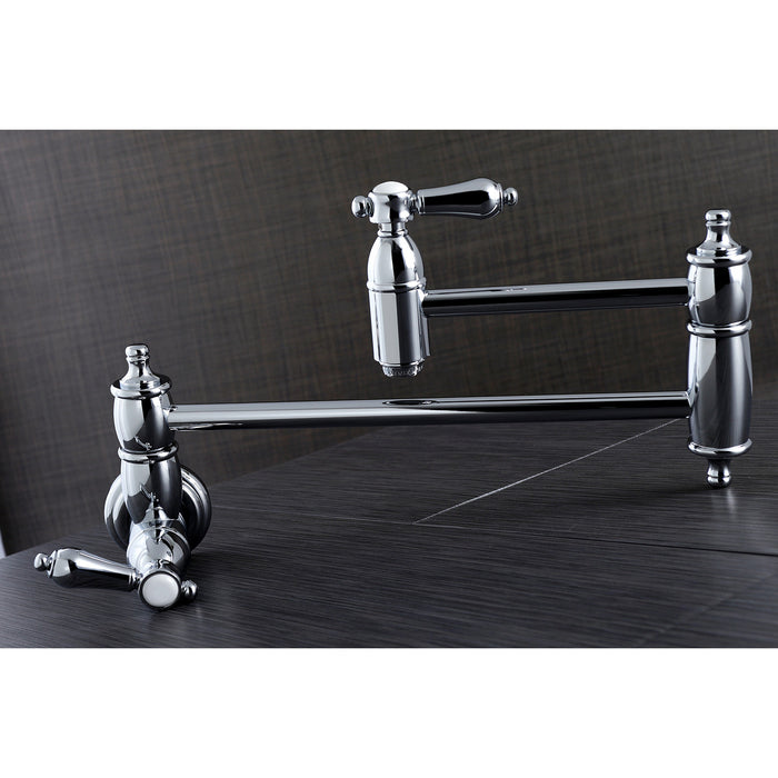 Heirloom KS3101BAL Two-Handle 1-Hole Wall Mount Pot Filler, Polished Chrome