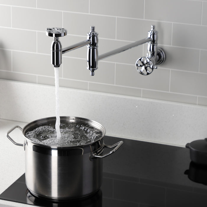 Belknap KS3101RX Two-Handle Wall Mount Pot Filler, Polished Chrome