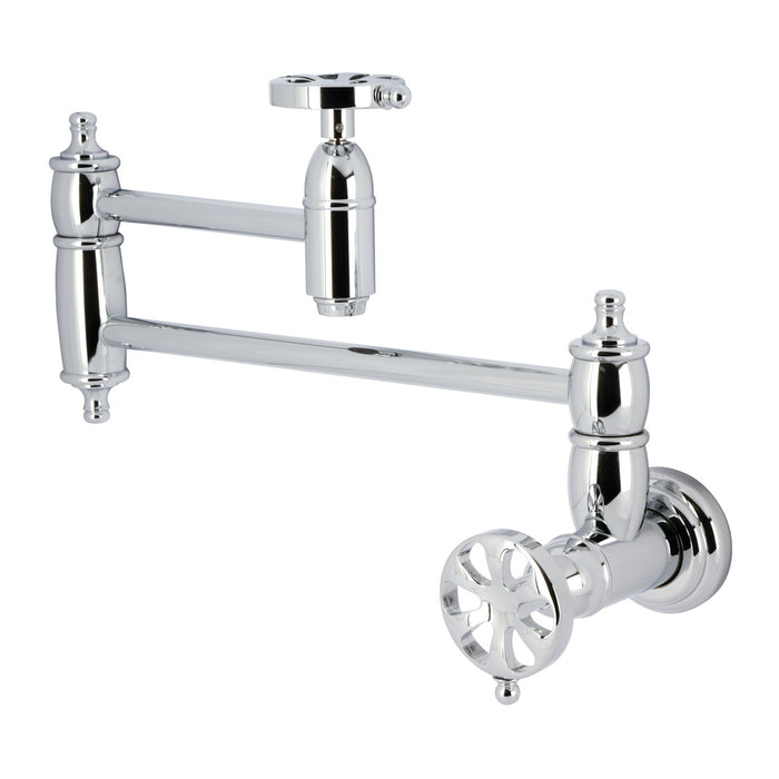 Belknap KS3101RX Two-Handle Wall Mount Pot Filler, Polished Chrome