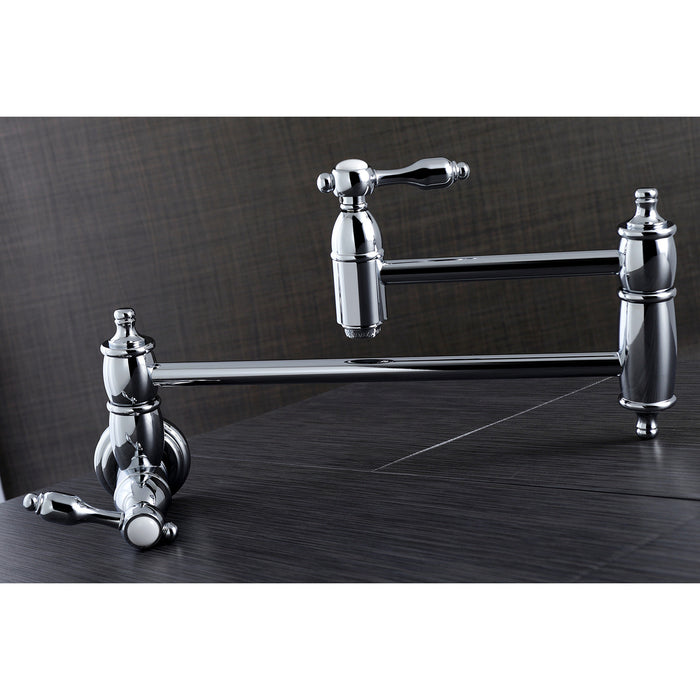 Tudor KS3101TAL Two-Handle 1-Hole Wall Mount Pot Filler, Polished Chrome