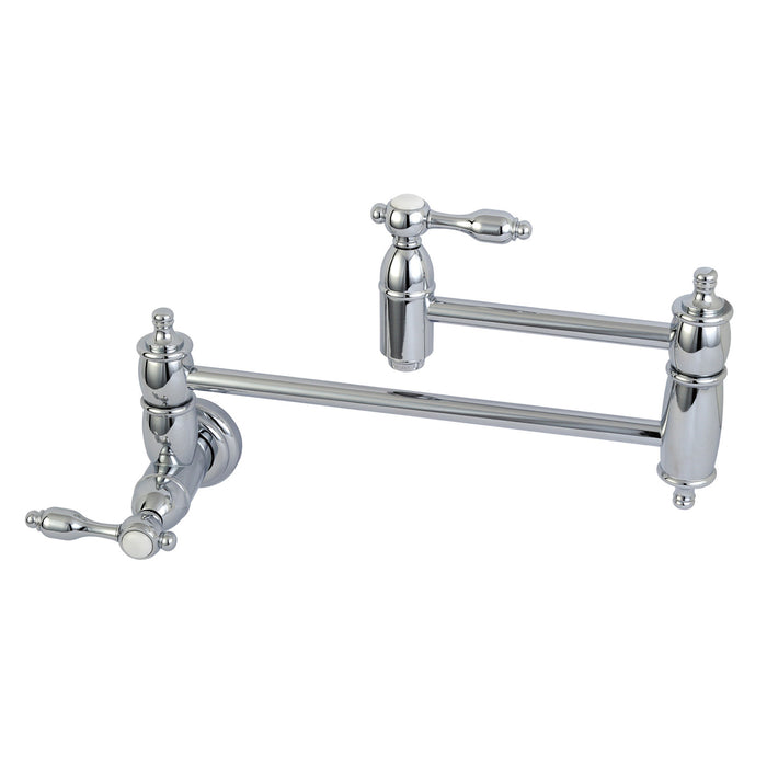 Tudor KS3101TAL Two-Handle 1-Hole Wall Mount Pot Filler, Polished Chrome